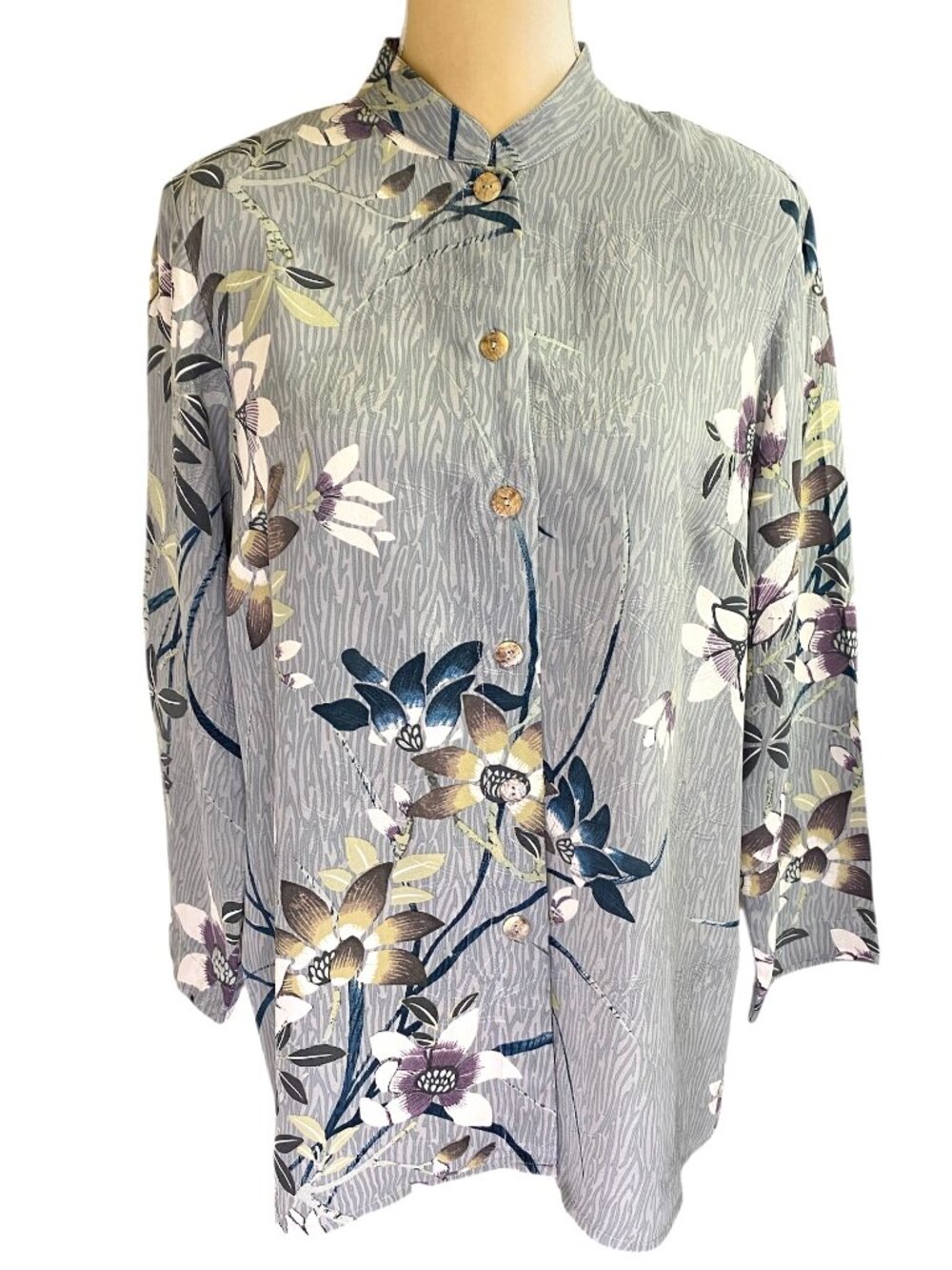 Citron Santa Monica Silk Button-Front Blouse